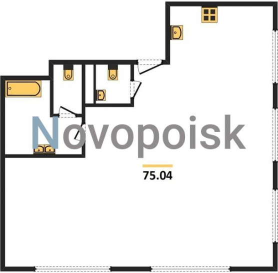 Однокомнатная квартира 75.04 м²