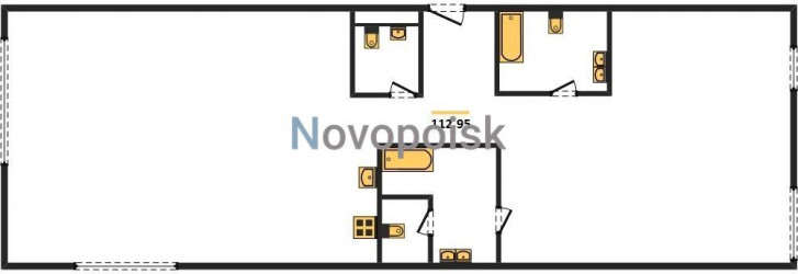 Двухкомнатная квартира 112.51 м²