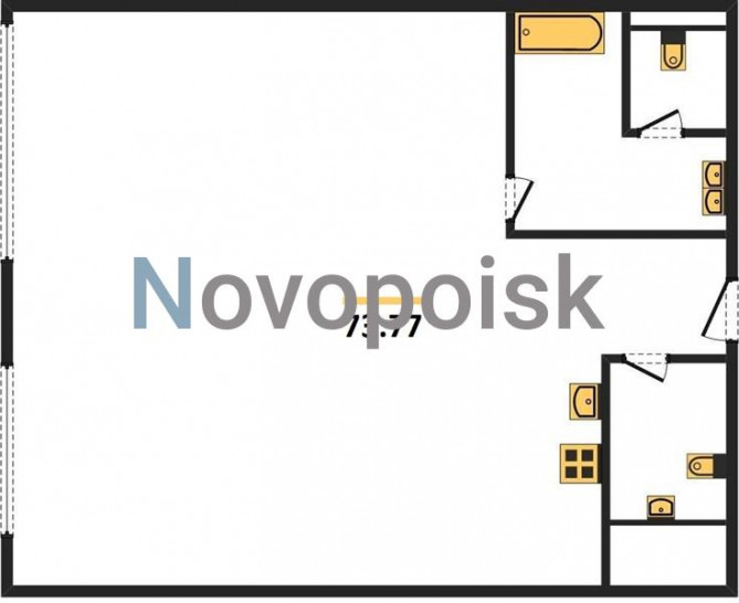 Однокомнатная квартира 73.77 м²