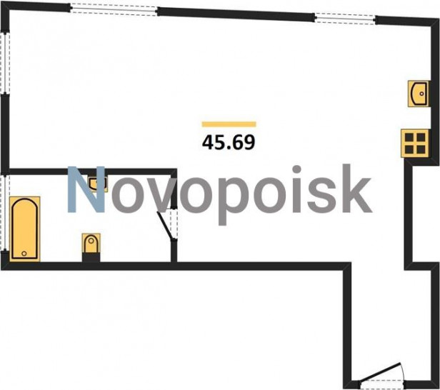 Студия 45.69 м²