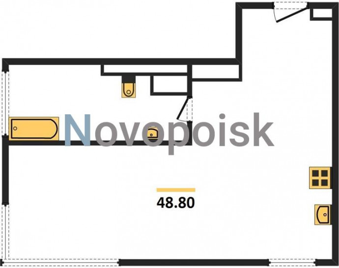 Студия 48.8 м²