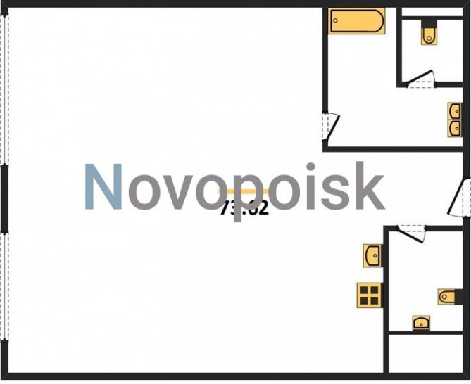 Однокомнатная квартира 73.62 м²